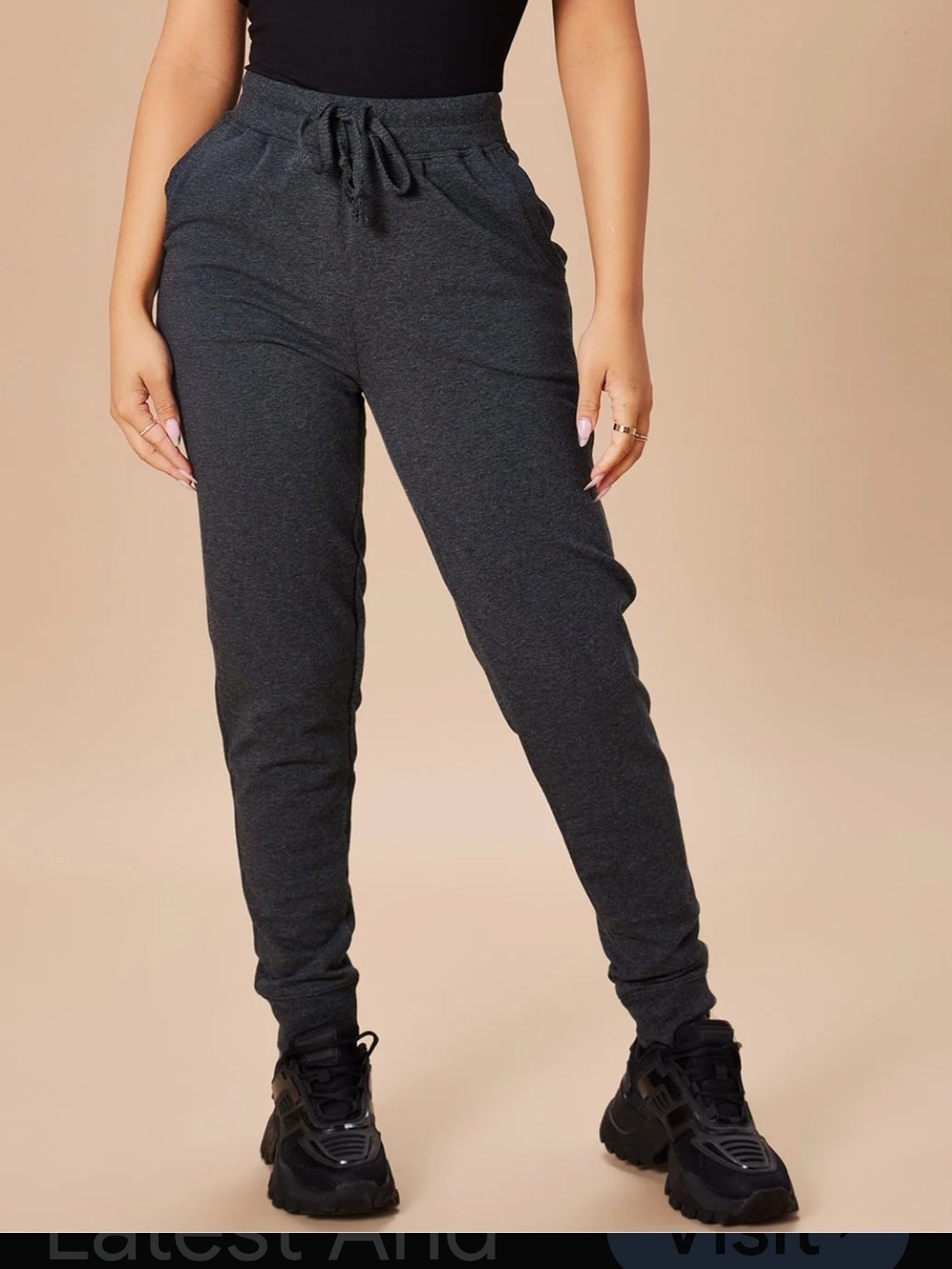 Fashion Nova Charcoal Drawstring Jogger Pants